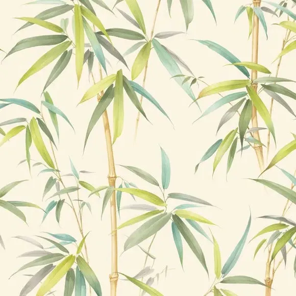 Bamboo Wall Mural - Green, Non-Woven Paper