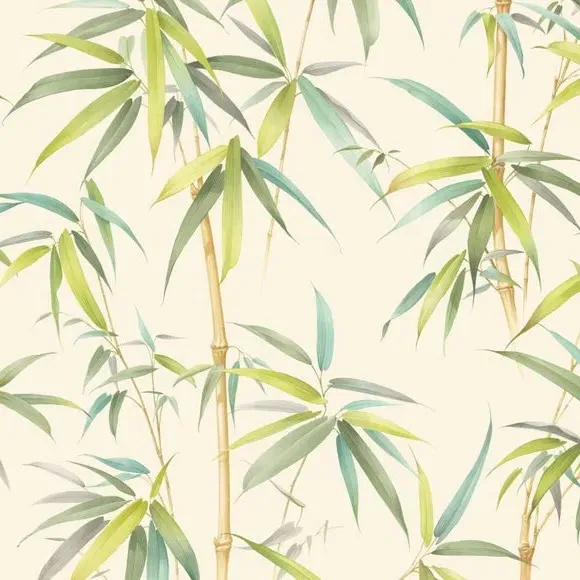 Bamboo Wall Mural - Green, Non-Woven Paper