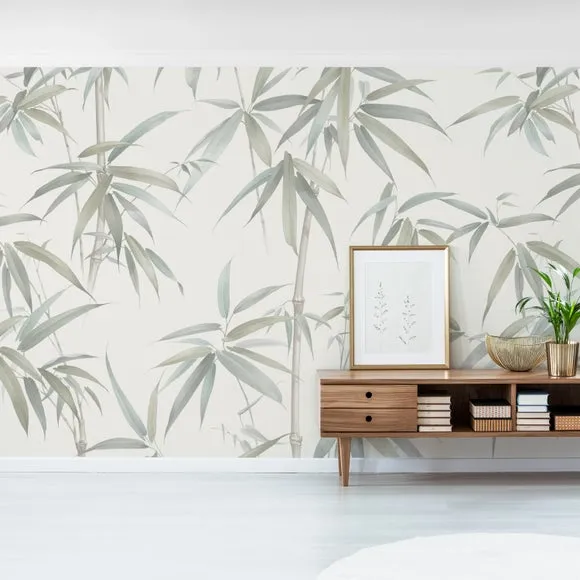 Bamboo Wall Mural - Sage, Non-Woven Paper