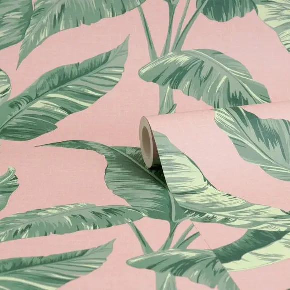 Banana Leaf Wallpaper - Pink
