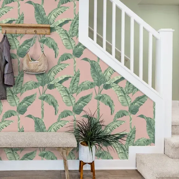 Banana Leaf Wallpaper - Pink