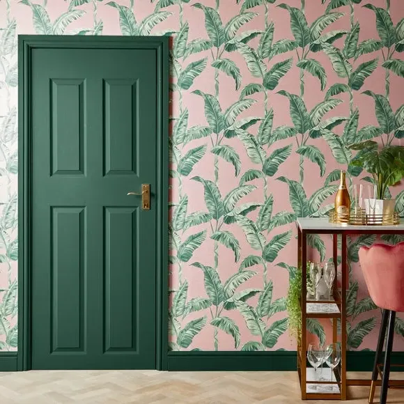 Banana Leaf Wallpaper - Pink image