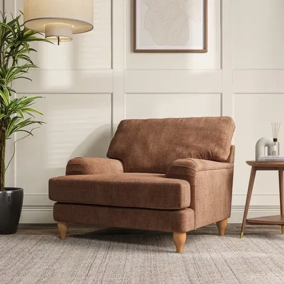 Bandaged Arm Armchair with Pleats - Clay, Chenille