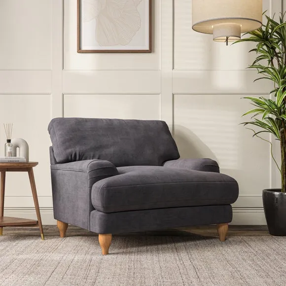 Bandaged Arm Armchair with Pleats - Grey, Chenille