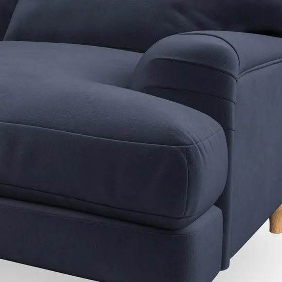 Bandaged Arm Armchair with Pleats - Navy, Velvet
