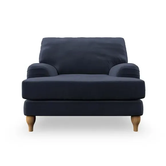 Bandaged Arm Armchair with Pleats - Navy, Velvet