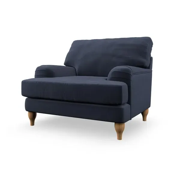 Bandaged Arm Armchair with Pleats - Navy, Velvet