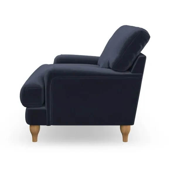 Bandaged Arm Armchair with Pleats - Navy, Velvet