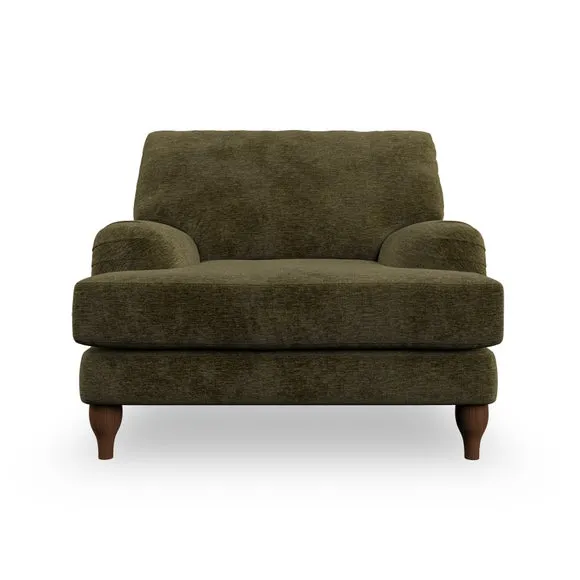 Bandaged Arm Armchair with Pleats - Olive, Chenille