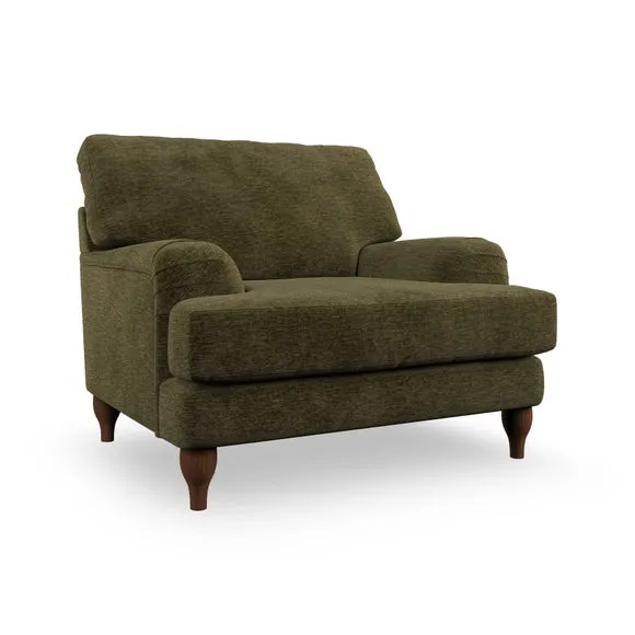 Bandaged Arm Armchair with Pleats - Olive, Chenille