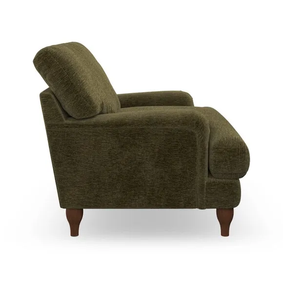 Bandaged Arm Armchair with Pleats - Olive, Chenille
