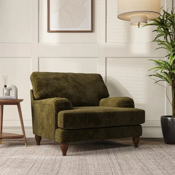 Bandaged Arm Armchair with Pleats - Olive, Chenille