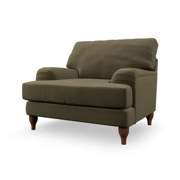 Bandaged Arm Armchair with Pleats - Olive, Velvet