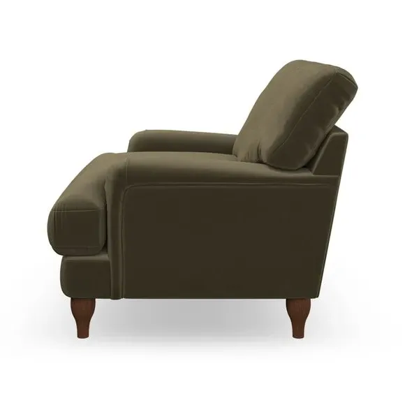 Bandaged Arm Armchair with Pleats - Olive, Velvet