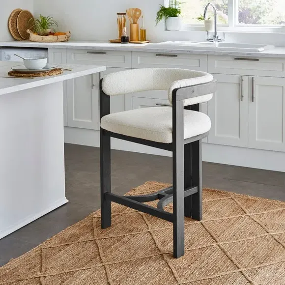Bar Stool with Arms - Black, Boucle