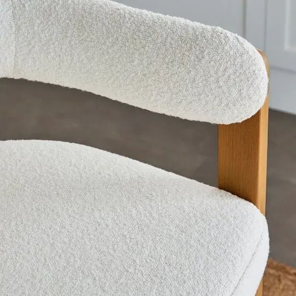 Bar Stool with Arms - Dark Oak, Boucle