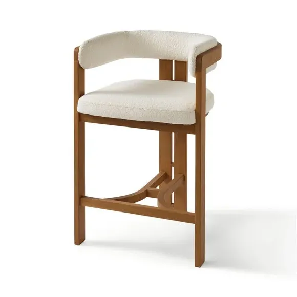 Bar Stool with Arms - Dark Oak, Boucle