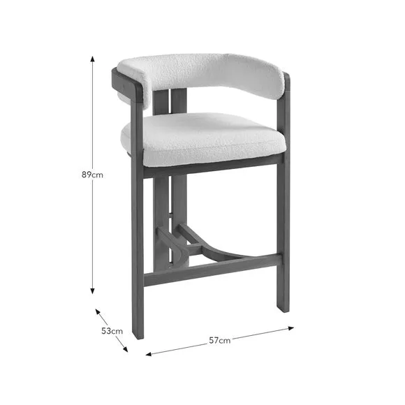 Bar Stool with Arms - Dark Oak, Boucle