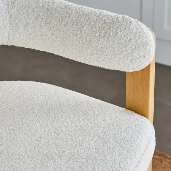 Bar Stool with Arms - Natural, Boucle