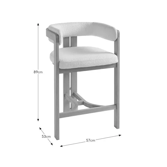 Bar Stool with Arms - Natural, Boucle