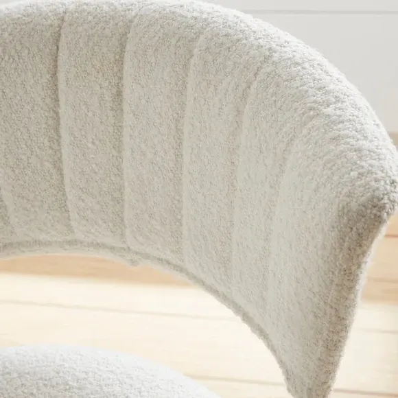Bar Stool with Curved Back - Ivory, Boucle