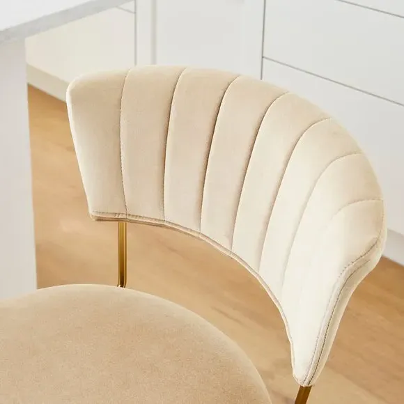 Bar Stool with Curved Back - Mink, Velvet