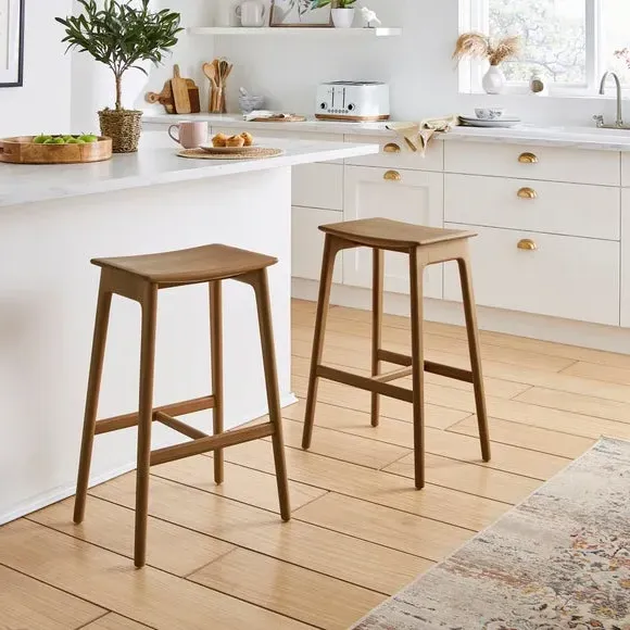 Bar Stool with Easy Assembly - Dark Oak, Wood