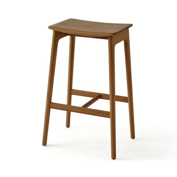Bar Stool with Easy Assembly - Dark Oak, Wood