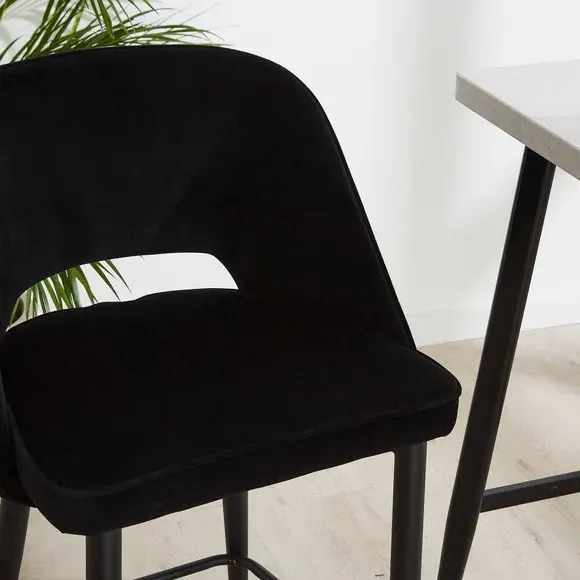 Bar Stool with Foam Filling - Black, Velvet