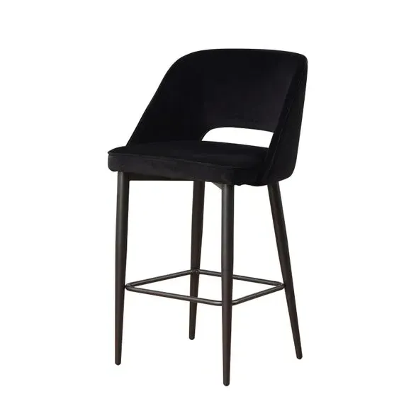 Bar Stool with Foam Filling - Black, Velvet