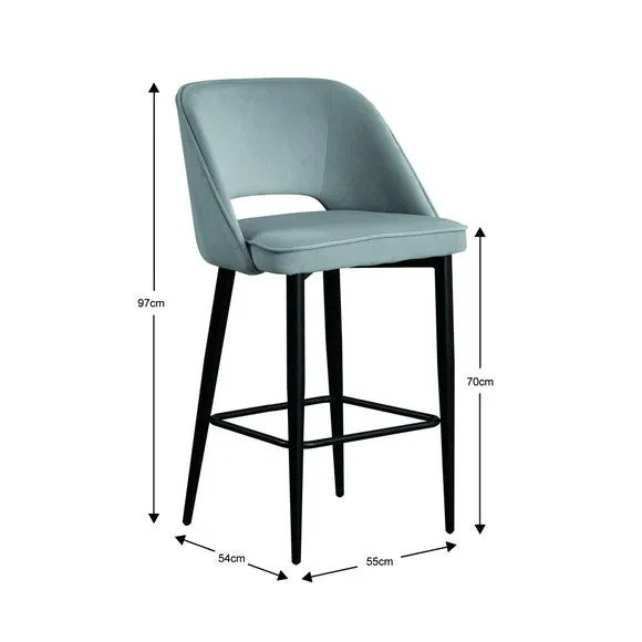 Bar Stool with Foam Filling - Black, Velvet