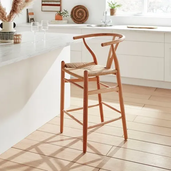Bar Stool with Paper Cord Seat - Natural, Beech