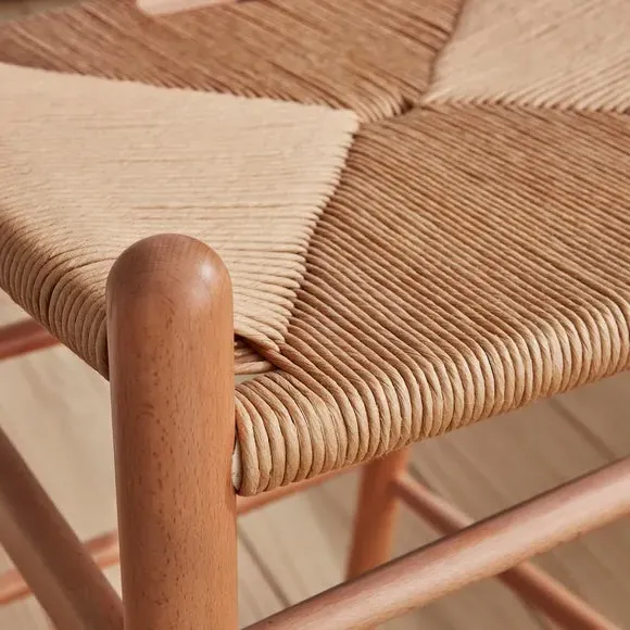 Bar Stool with Paper Cord Seat - Natural, Beech