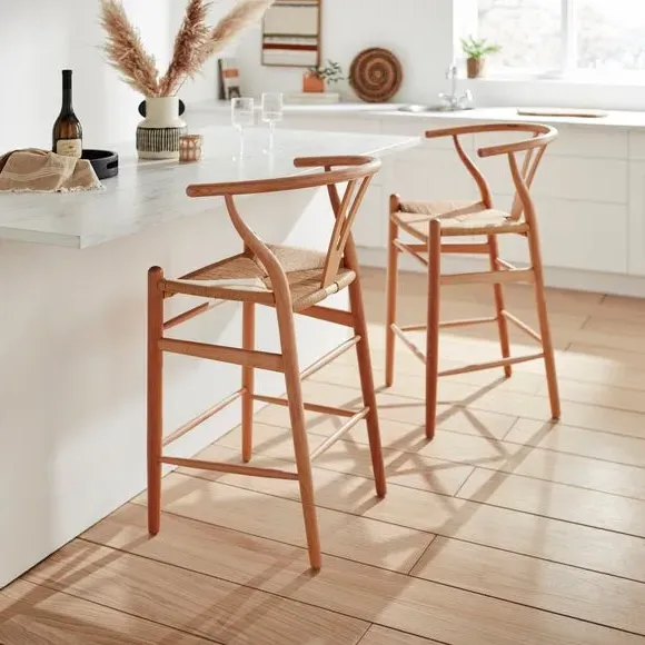Bar Stool with Paper Cord Seat - Natural, Beech