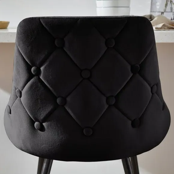 Bar Stool with Quilted Back - Black, Velvet