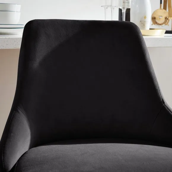 Bar Stool with Quilted Back - Black, Velvet