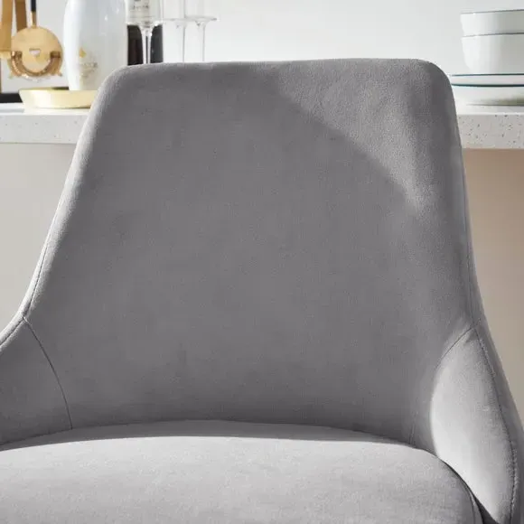 Bar Stool with Quilted Back - Grey, Velvet