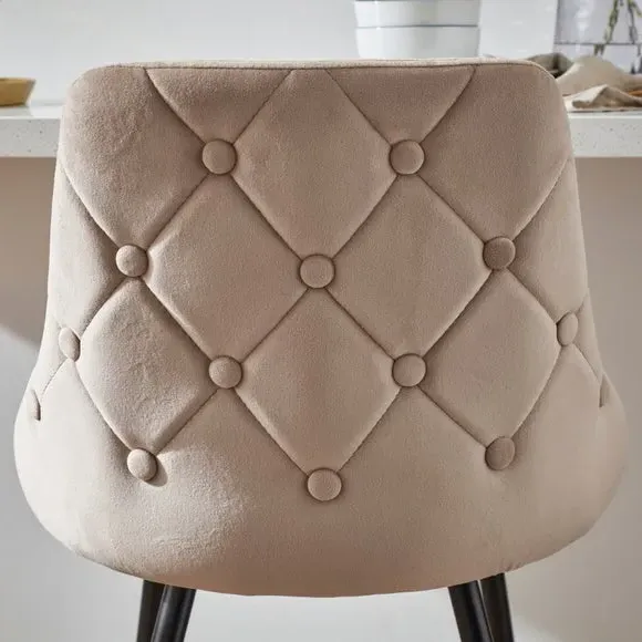 Bar Stool with Quilted Back - Mink, Velvet