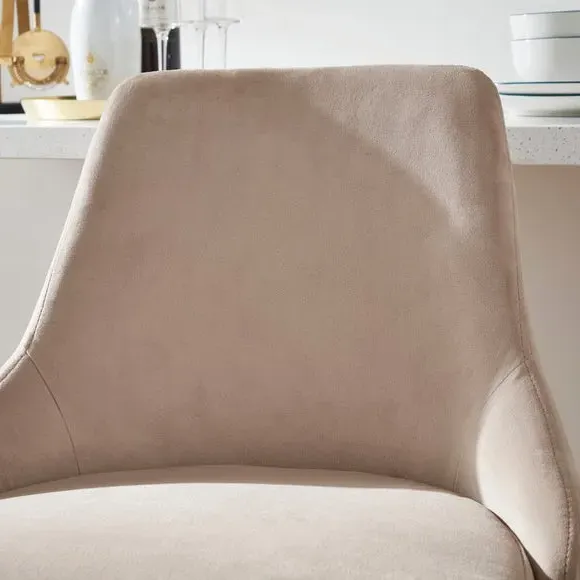 Bar Stool with Quilted Back - Mink, Velvet