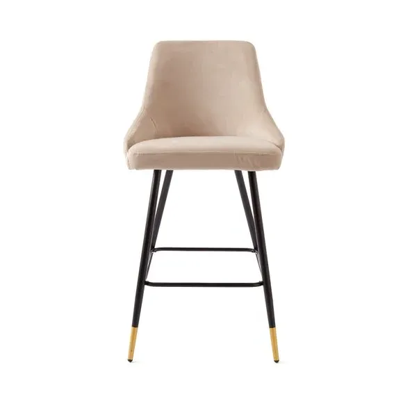 Bar Stool with Quilted Back - Mink, Velvet