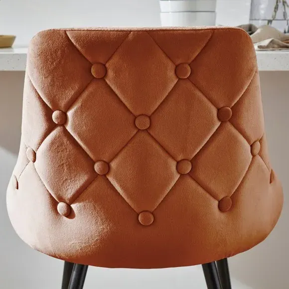 Bar Stool with Quilted Back - Orange, Velvet