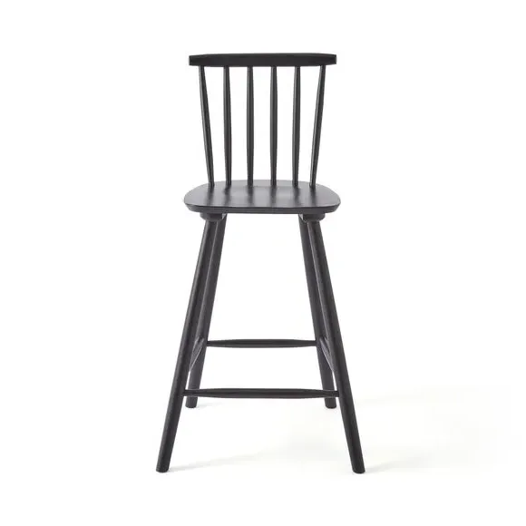 Bar Stool with Spindle Back - Black, Beech Wood