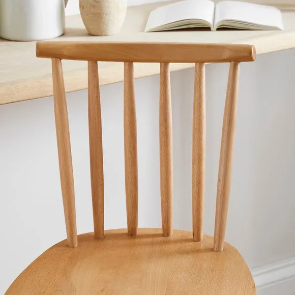 Bar Stool with Spindle Back - Natural, Beech Wood