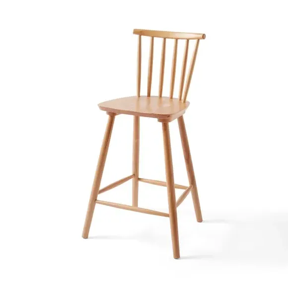 Bar Stool with Spindle Back - Natural, Beech Wood