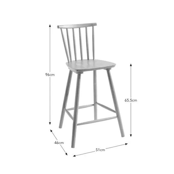 Bar Stool with Spindle Back - Natural, Beech Wood