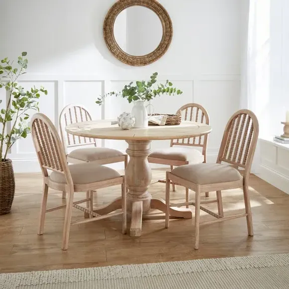 Bar Stool with Upholstery - Light Wood, Mango