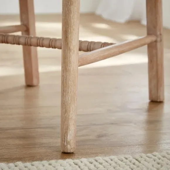Bar Stool with Upholstery - Light Wood, Mango