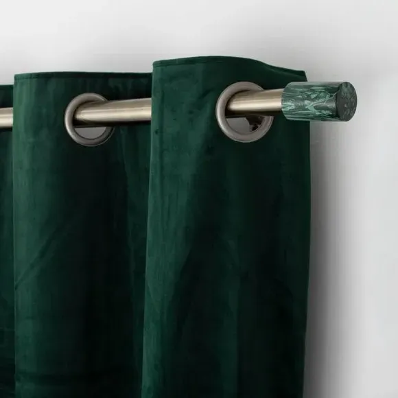 Barrel Curtain Finial Pair - Green, Marble