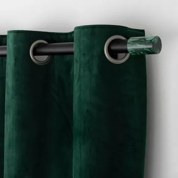 Barrel Curtain Finial Pair - Green, Marble