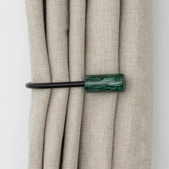 Barrel Curtain Holdbacks - Green, Marble